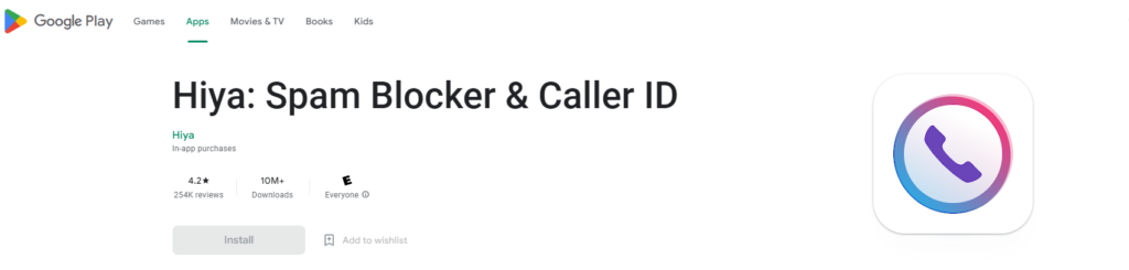 Hiya: Spam Blocker & Caller ID – strona Google Play